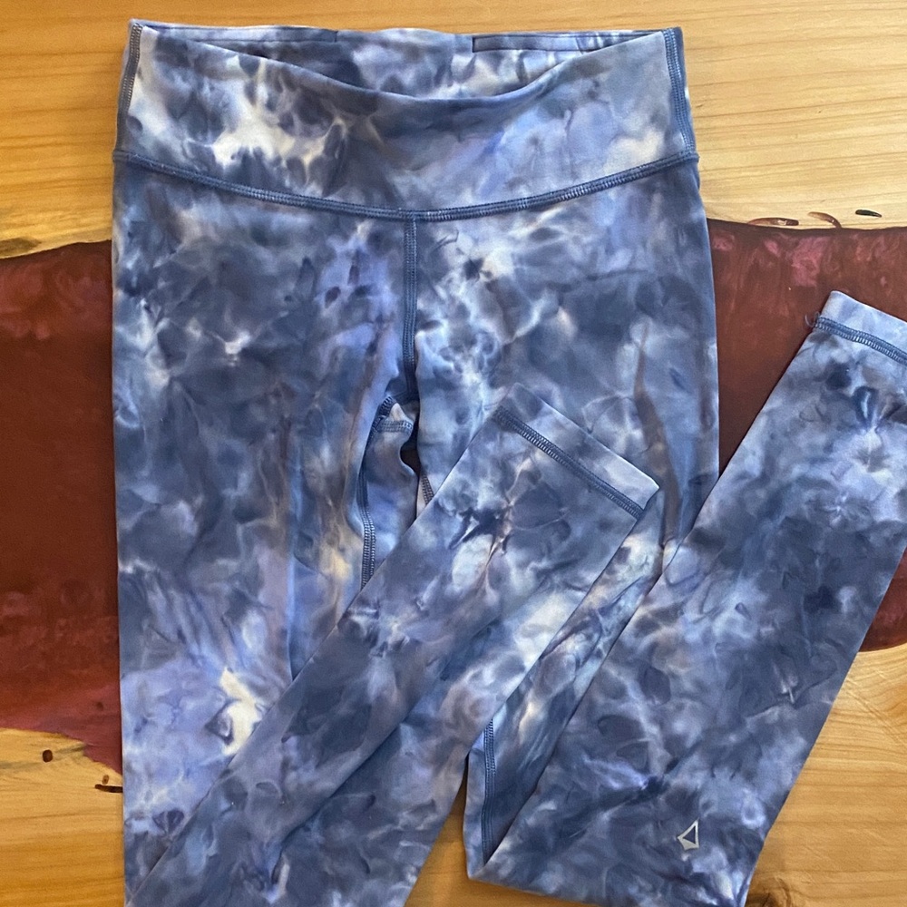 Ivivva Align Blue Tie-Dye Kids Leggings Size 10, low-rise